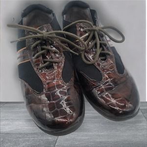 Ros Hommerson Womens Size 8 Nancy Lace Up Shoes Croc Brown Black NWOB